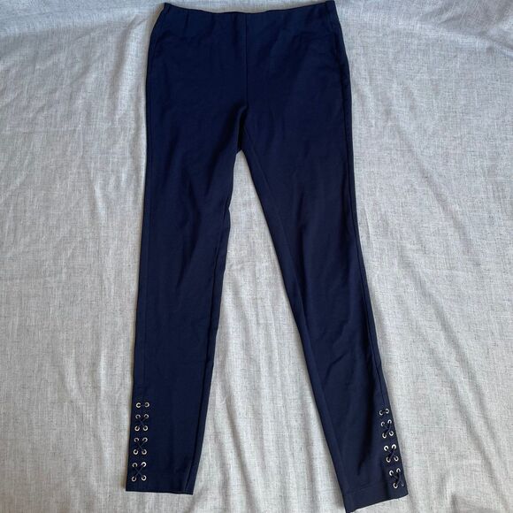 Lauren By Ralph Lauren Navy‎ Blue Leggings Lace Up Ankle Viscose Women's Small - Picture 1 of 7